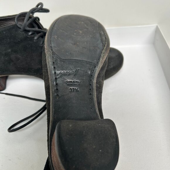 MARSELL Rare Lace Up Suede Chunky Heeled Oxford Booties Distressed Look Sz 37.5 - Picture 8 of 8